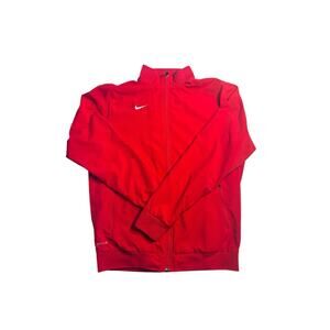 Nike Dri-Fit Men’s Track Jacket Red Full Zip Lightweight Lined Size M